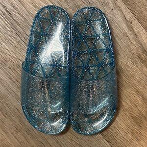 Glittery Blue jelly Slide Sandals